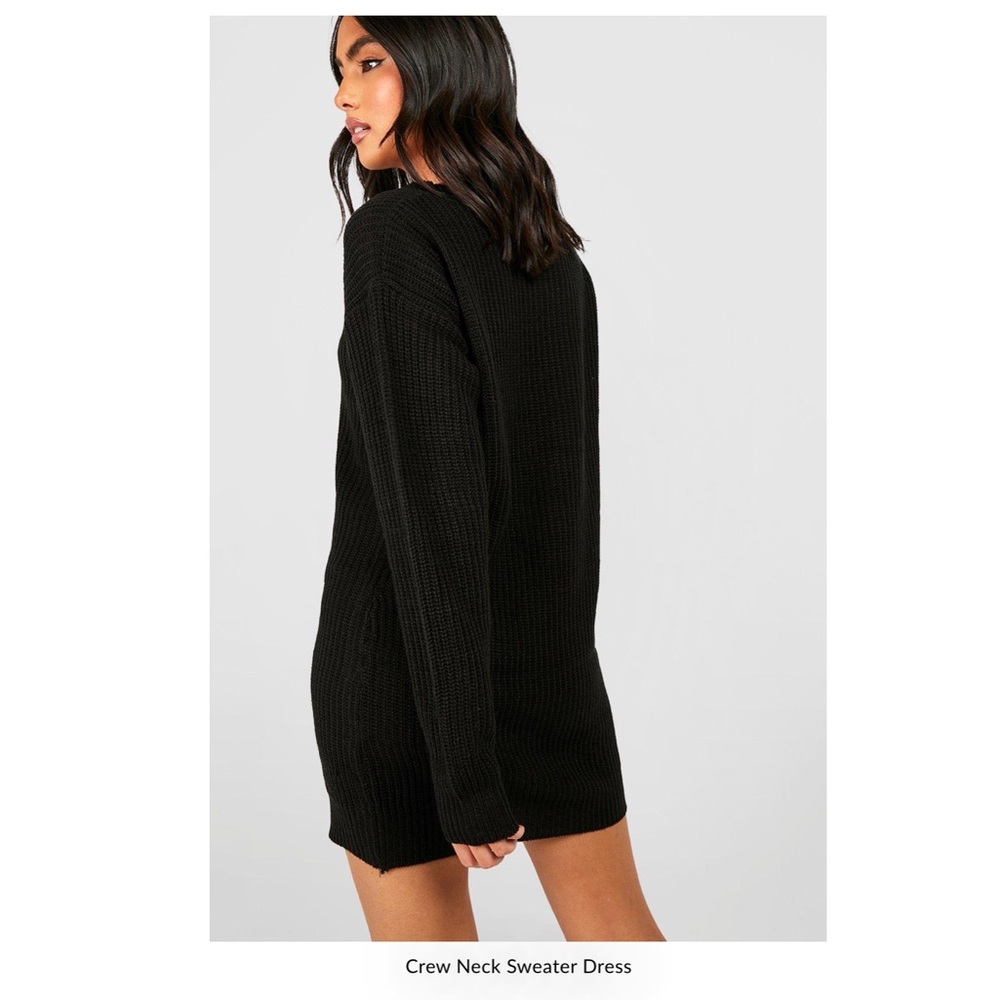 BOOHOO Crew Neck Sweater Dress, Black size 4